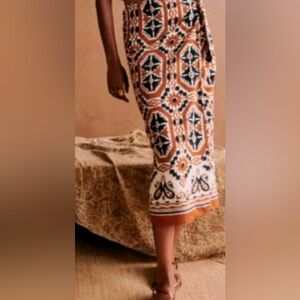 Sezane midi abstract wrap skirt 3X